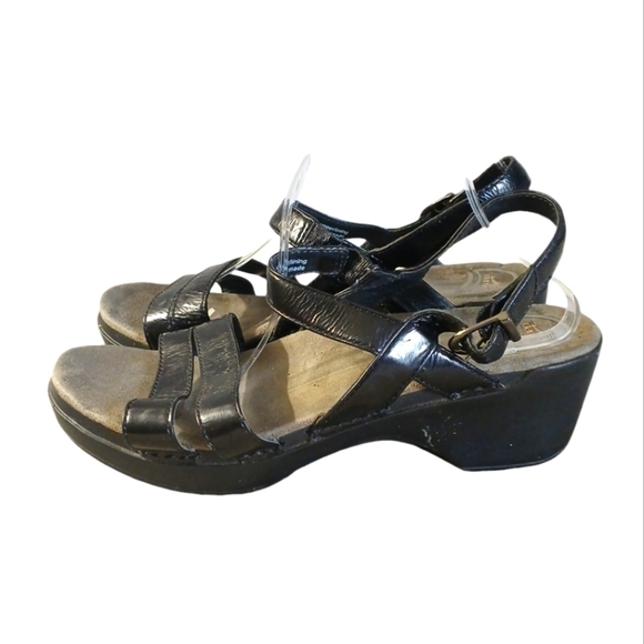 Dansko Surraya Leather Black Platform Ankle Strap Sandals Women's size 10 - Picture 5 of 11